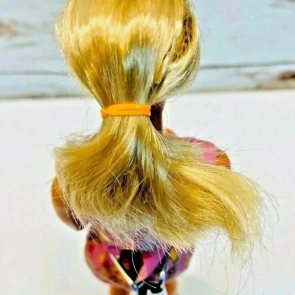 MATTEL BARBIE Blonde Hair Blue Eyes Pink Floral Dress 12" Tall - Picture 4 of 11